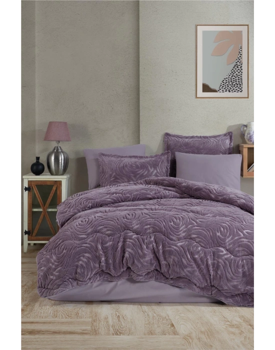 Clasy Wellsoft Jakarlı Çift Kişilik Uyku Seti Reste V3 Lila