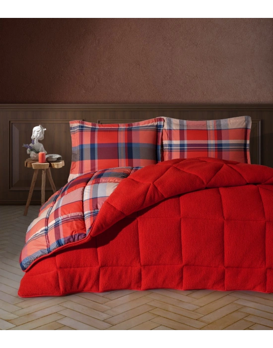 Clasy Wellsoft Yorgan Seti Çift Kişilik Life İs V3 Kırmızı