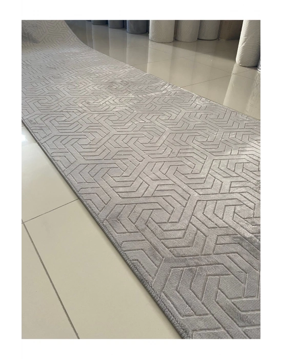 Filizon Armoni Kaymaz Taban Kesme Halı Yolluk Mutfak Halısı Gri