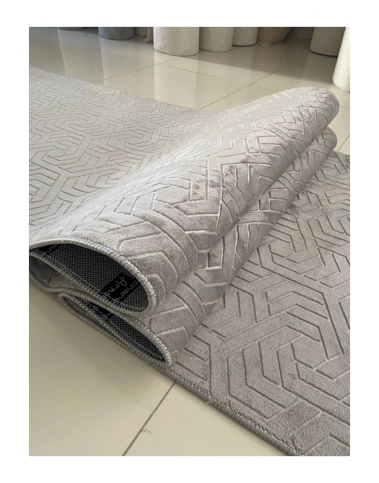 Filizon Armoni Kaymaz Taban Kesme Halı Yolluk Mutfak Halısı Gri