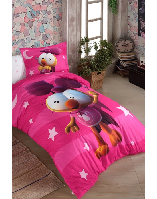 Hobby Poplin Tek Kişilik Lisanslı Nevresim Takımı Sizinkiler V2 Pembe