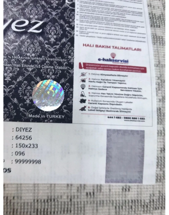 Merinos Halı 150x233 Diyez Koleksiyonu 64256-096