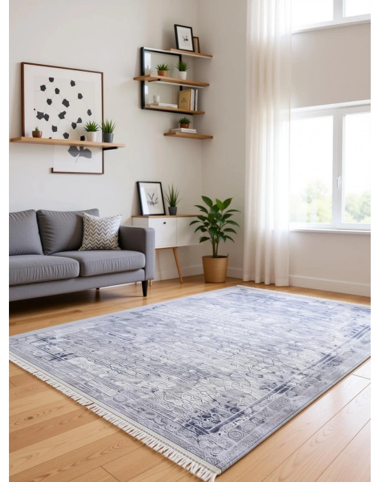 Merinos Halı 160x230 Rodin Koleksiyonu 60893-030 Gri-Mavi