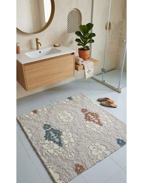Merinos Halı Akrilik Dokuma 100x90 cm Lavabo Önü Apdest Alma Halısı