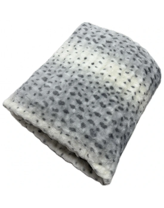 Merinos Harmony Çift Kişilik Peluş Battaniye 220x240 Gri Renk Yeni Model Yeni Desen
