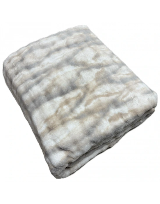 Merinos Harmony Çift Kişilik Peluş Battaniye 220x240 Kahve-Gri Renk Yeni Model Yeni Desen