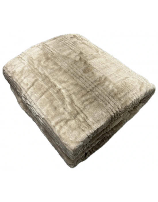Merinos Harmony Çift Kişilik Peluş Battaniye 220x240 Vizon Rengi Yeni Model Yeni Desen