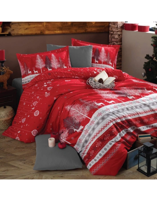 Ranforce %100 Pamuk Nevresim Takımı Çift Kişilik Nadal V1 Kırmızı