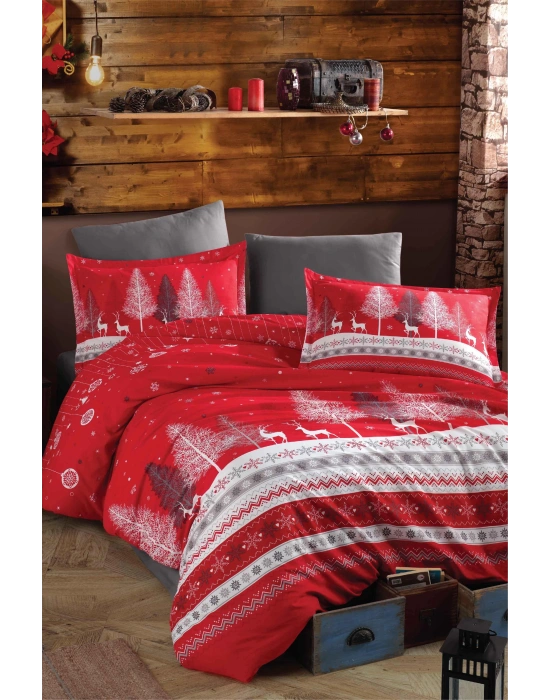 Ranforce %100 Pamuk Nevresim Takımı Çift Kişilik Nadal V1 Kırmızı