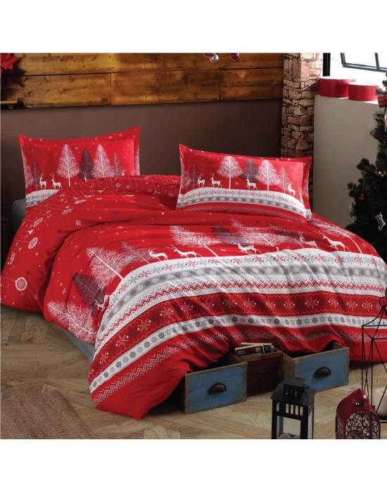 Ranforce %100 Pamuk Nevresim Takımı Çift Kişilik Nadal V1 Kırmızı