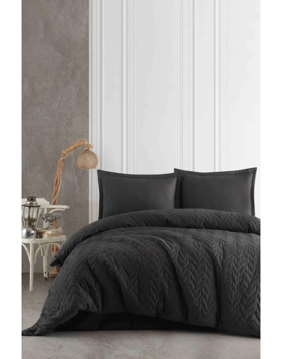 Ranforce %100 Pamuk Tek Kişilik Dört Mevsim Seti Atana V1 Antrasit