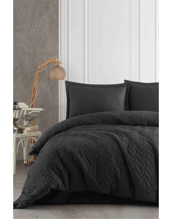 Ranforce %100 Pamuk Tek Kişilik Dört Mevsim Seti Atana V1 Antrasit