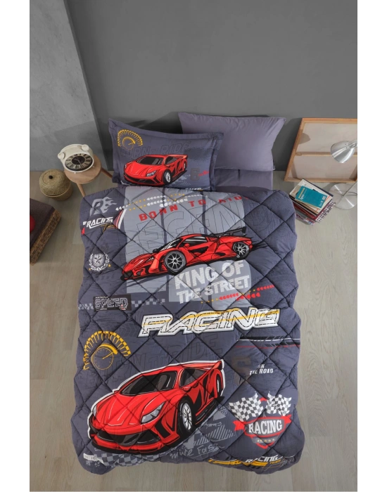 Ranforce %100 Pamuk Tek Kişilik Uyku Seti Racing Team V1 Mavi