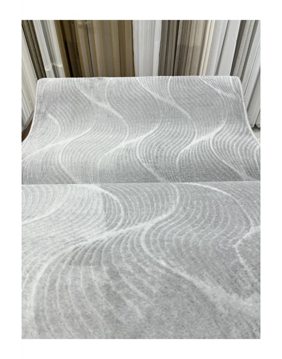 Rölyef Orla Gri Kaymaz Taban Kesme Halı Yolluk Fenomen Carpet