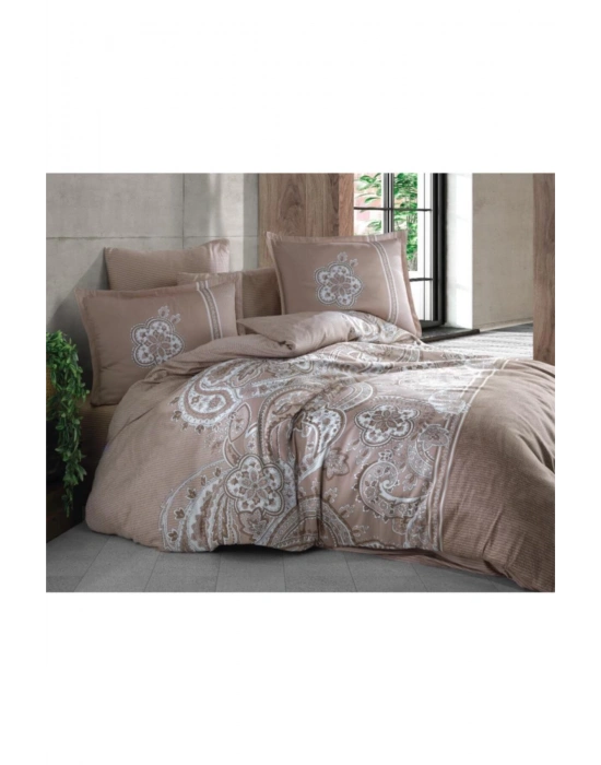 Saten Çift Kişilik Nevresim Takımı Pellini V1 Kahve