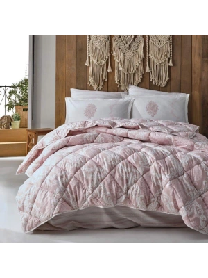 Clasy Ranforce %100 Pamuk Çift Kişilik Yorgan Seti Fiorita V1 Pembe
