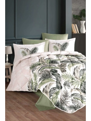 Clasy Ranforce %100 Pamuk Çift Kişilik Yorgan Seti Hena V2 Yeşil