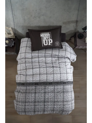 Ranforce %100 Pamuk Tek Kişilik Dört Mevsim Set Give Up Antrasit