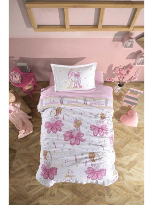 Clasy Ranforce %100 Pamuk Tek Kişilik Nevresim Ballerina V1 Pembe