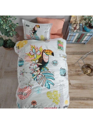 Ranforce %100 Pamuk Tek Kişilik Nevresim Takımı Paradise V1 Somon