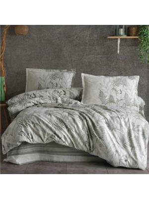 100% Pamuk Ranforce Tek Kişilik Nevresim Takımı TUVA V1 YEŞİL