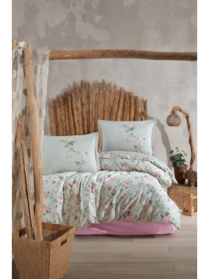 Clasy Ranforce %100 Pamuk Çift Kişilik Nevresim Takımı Elara V1 Pembe