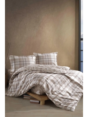 Clasy Ranforce %100 Pamuk Çift Kişilik Nevresim Takımı Ravel V1 Bej