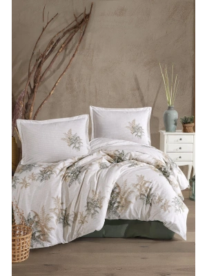 Clasy Ranforce %100 Pamuk Çift Kişilik Nevresim Takımı Virele V1 Yeşil