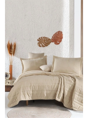 Clasy Ranforce %100 Pamuk Tek Kişilik Yatak Örtüsü Seti Avola V1 Bej