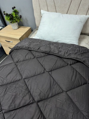 Clasy %100 Pamuk Saten Çift kişilik Yorgan Çift Taraflı Arven V1 Desenli Siyah Kapitoneli