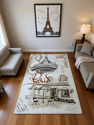 Dinarsu Halı Klasik Serisi %100 Akrilik Paris Desenli 125 X 200 Bej Rengi