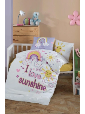 Clasy Ranforce %100 Pamuk Bebek Nevresim Takımı Sun Love V1 Sarı