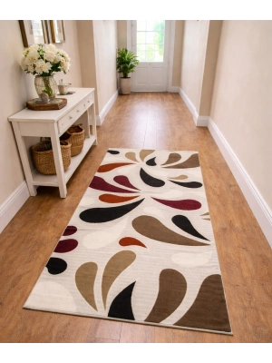 Dinarsu Halı Joy Serisi %100 Akrilik 100 x 200 Beyaz Desenli Halı