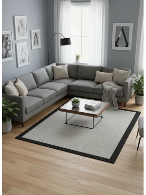 Mess Modern Dekoratif Yumuşak Dokulu Sisal Halı 3946 Gri Siyah