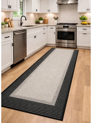 Mess Modern Dekoratif Yumuşak Dokulu Sisal Halı 3945 Gri Siyah