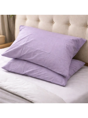 Clasy Ranforce %100 Pamuk 2 Adet Yastık Kılıfı Düz Desen Mor