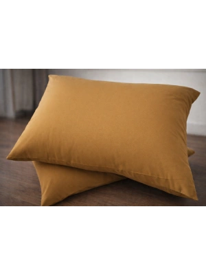 Clasy Ranforce %100 Pamuk 2 Adet Yastık Kılıfı Düz Desen Hardal