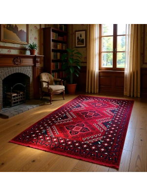 Mess Afkan Tarzı Akrilik Dokuma Halı 8110 Kırmızı