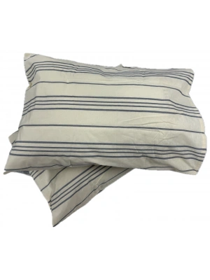 Clasy Ranforce %100 Pamuk 2 Adet Yastık Kılıfı Çizgili Desenli Bej