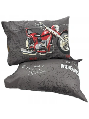 Clasy Ranforce %100 Pamuk 2 Adet Yastık Kılıfı Motor Desenli Antrasit