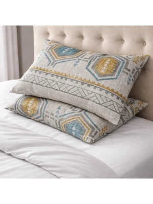 Clasy Ranforce %100 Pamuk 2 Adet Yastık Kılıfı Karışık Desenli Bej