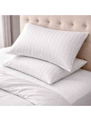 Clasy %100 Pamuk Saten 2 Adet Yastık Kılıfı Çizgili Desenli Gri