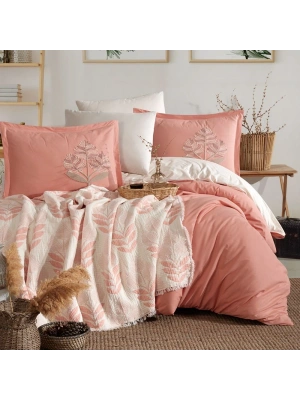 Clasy %100 Pamuk Çift Kişilik Müslin Örtülü Nevresim Takımı Loreva V3 Bej