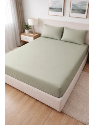 Clasy Ranforce Lastikli Çarşaf Seti Tek Kişilik Açık Yeşil TKLÇ-108 %100 Pamuk
