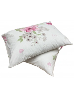 Clasy %100 Pamuk 2 Adet Yastık Kılıfı Çiçekli Beyaz