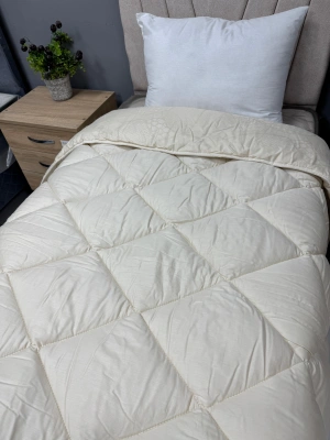 Clasy %100 Pamuk Ranforce Çift kişilik Yorgan Çift Taraflı Mandarin V1 Krem-Bej Düz Desenli Kapitoneli