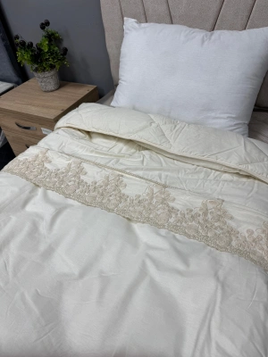 Clasy %100 Pamuk Ranforce Çift kişilik Yorgan Çift Taraflı Osela V2 Krem-Beyaz Düz Desenli Kapitoneli