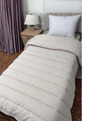 Clasy %100 Pamuk Ranforce Tek kişilik Çift Taraflı Yorgan Avola V5 Krem Düz Desen