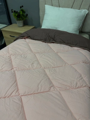 Clasy %100 Pamuk Ranforce Tek kişilik Yorgan Çift Taraflı Kahve-Pembe Düz Desen