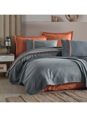 Clasy Çift Kişilik Butik Pike Takımı Bohemline V1 Gri